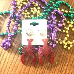 🦞Handmade sparkling crawfish earrings🦞
